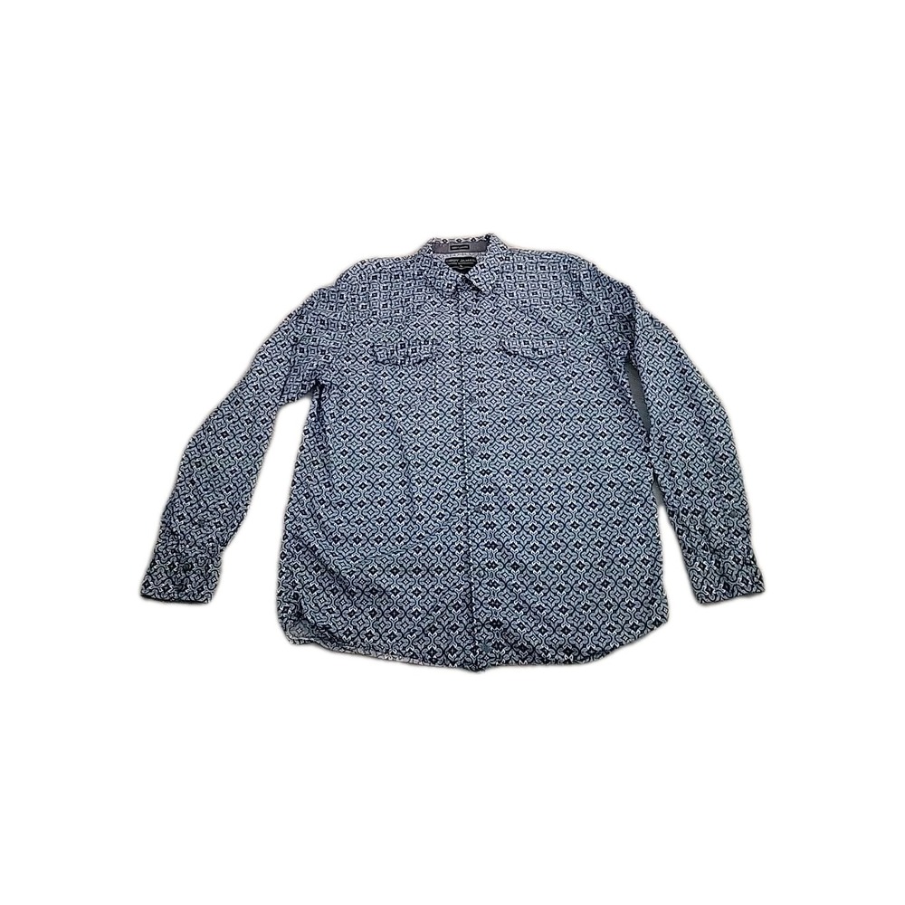 Cody James Blue Retro Western Pearl Snap Long‎ Sleeve Shirt Men L Cowboy Outdoor